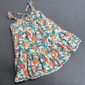 Tommy Bahama Linen Blend Floral Sundress Girls 3T Lined Tiered Resort Wear